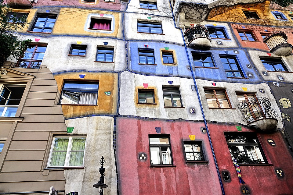 a house with a very colorful facade